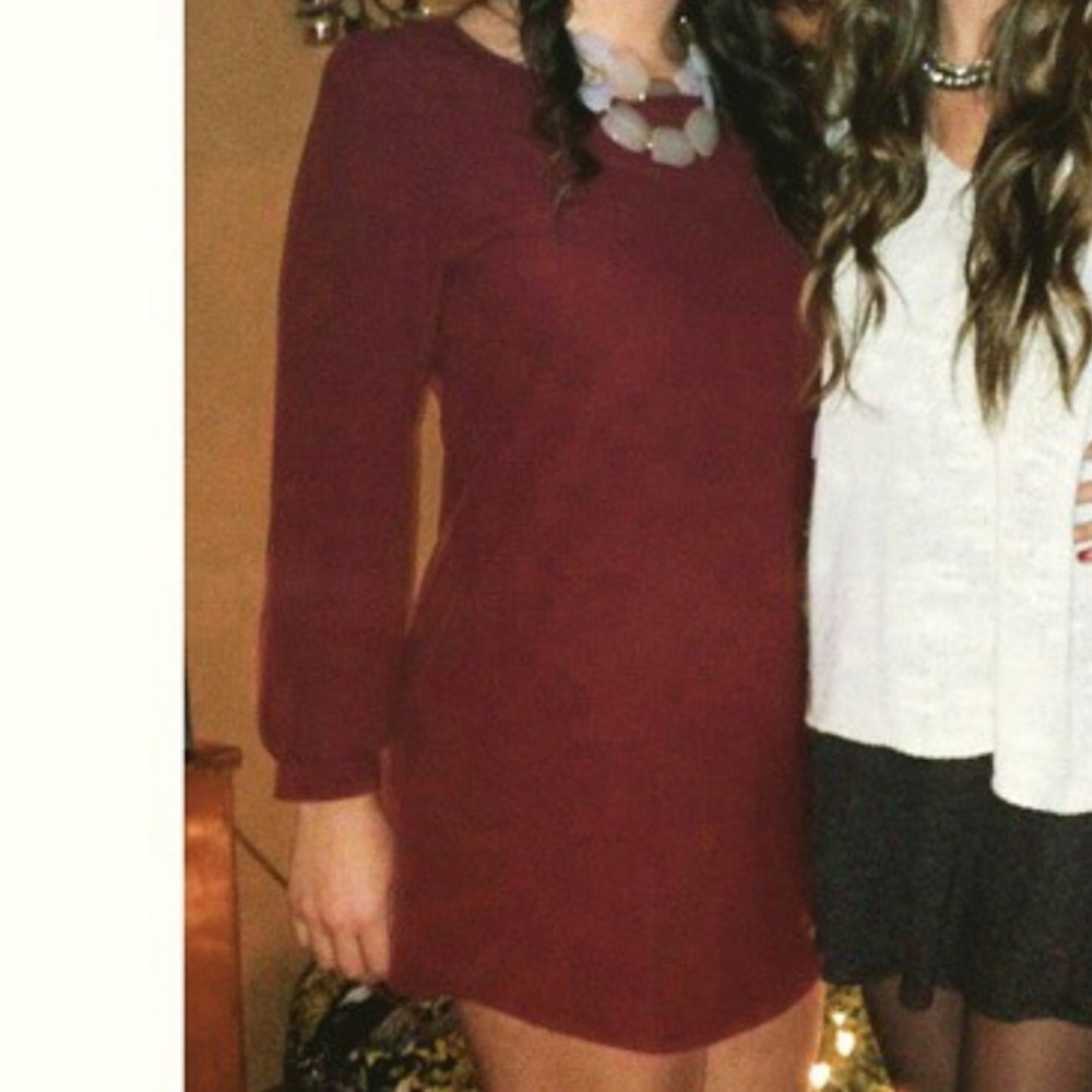 Maroon long sleeve t shirt dress